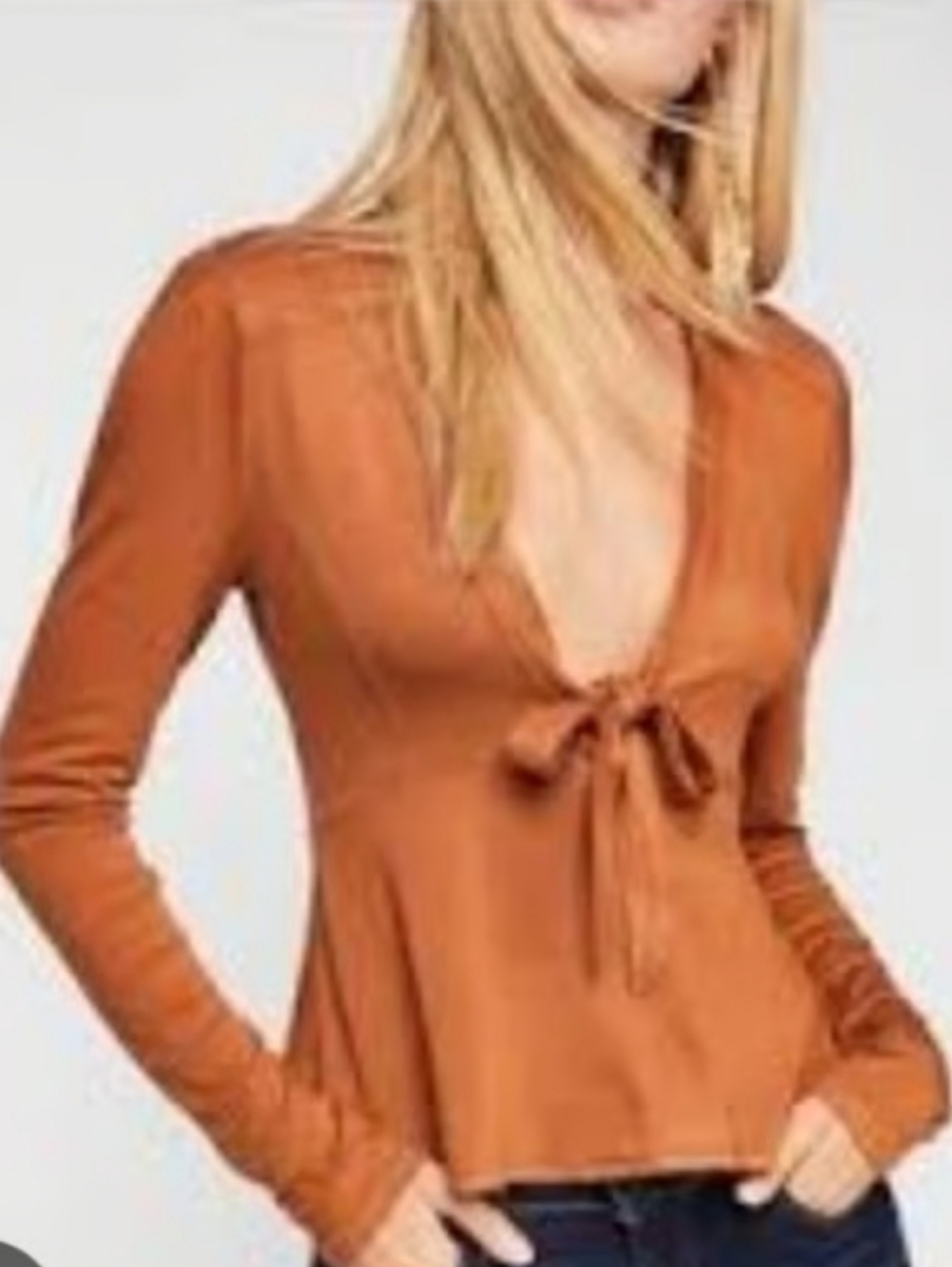 Free People Rust Tie-Front Blouse Sise XS